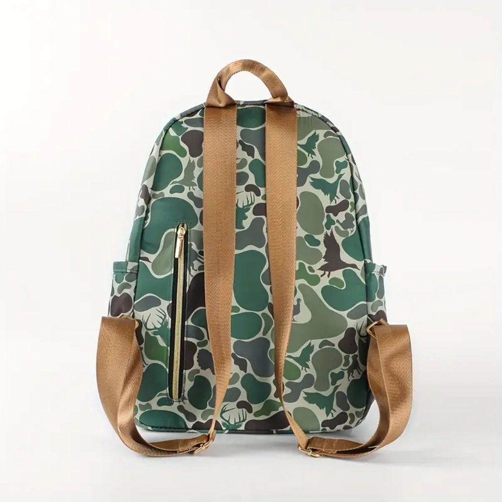 Trendy Camouflage Backpack with Gold Accents Turkey Duck Deer Labradore - Picture 3 of 9